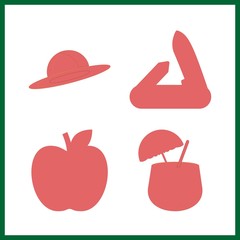 4 cut icon. Vector illustration cut set. hat and swiss army knife icons for cut works