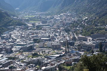 Cityscape in Summer of Andorra La Vella, Andorra.