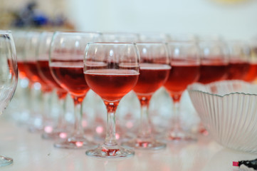 Red Wine degustation with glasses on the table.