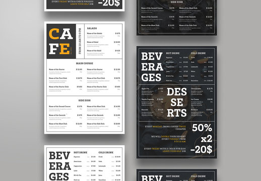 Restaurant Menu Layout in Two Colors