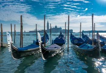 Fototapeta na wymiar Resting Gondolas in Venice