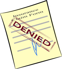 Insurance claim form with stamp denied