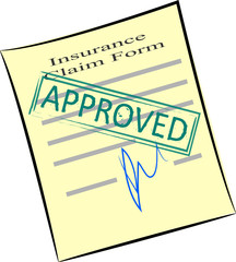 Insurance claim form with stamp approved