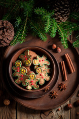 Traditionally cookies in the shape of man with pinecone