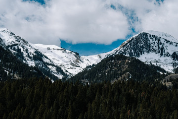 Snow Covered Mountain Peaks on a Cloudy Day in Utah