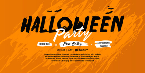 banner grunge style. Halloween party. Vector Illustration. Place for your text.