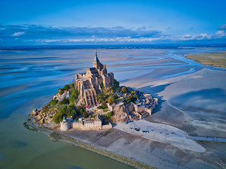 Top view of the Mont Saint Michel Bay, Normandy France - obrazy, fototapety, plakaty