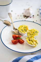 Healthy breakfast concept with eggs