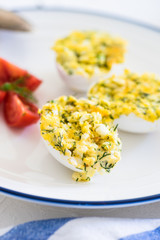 Healthy breakfast concept with eggs