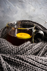Cup of tea with lemon