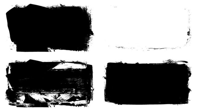 Set of grunge brush stroke. Abstract hand - painted element. Underline and border design. Seamless looping background. 4K