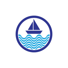 Circle with ship and sea wave logo