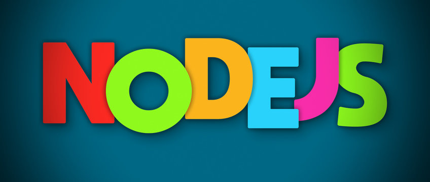 Nodejs - overlapping multicolor letters written on blue background