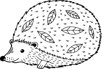 Cartoon hedgehog - coloring page for adults and kids. Vector illustration © Veronika