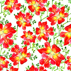  Beautiful watercolor flowers. Seamless pattern. Can be used as a fabric, wallpaper, wrapper.