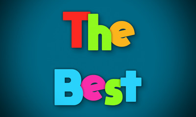 The Best - overlapping multicolor letters written on blue background