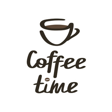 Coffee time. Hand drawn lettering. Vector illustration.