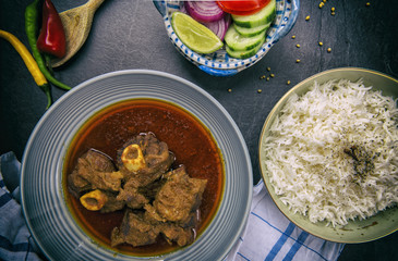 Goat meat curry with rice