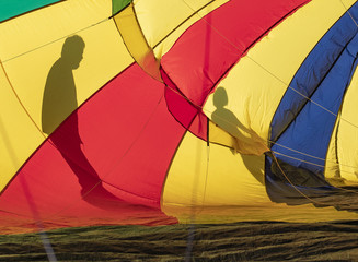 Hot Air Balloon Being Blown Up with Shadows