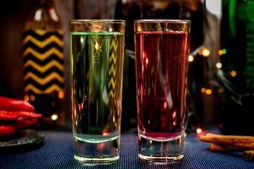 Red and green shots, christmas