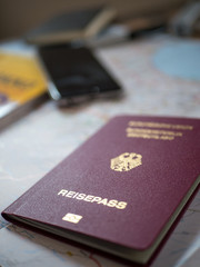 German passport with travel accessories - 226118177