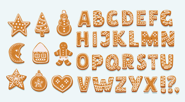 Alphabet ginger cookie isolated on white background