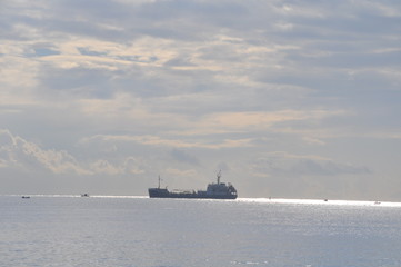 The cargo ship transportation