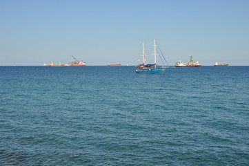 The cargo ship transportation