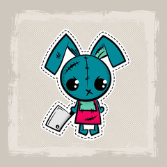 Halloween stitch bunny, rabbit zombie voodoo doll