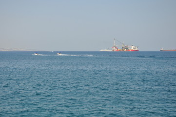 The cargo ship transportation