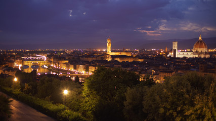 Fototapeta na wymiar Scenic background plate of Florence cityscape in the evening for compositing