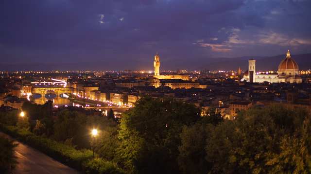 Scenic background plate of Florence cityscape in the evening for compositing