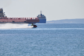 The cargo ship transportation