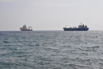 The cargo ship transportation