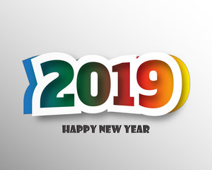 Happy new 2019 year. Greetings card. Colorful design. Vector illustration.