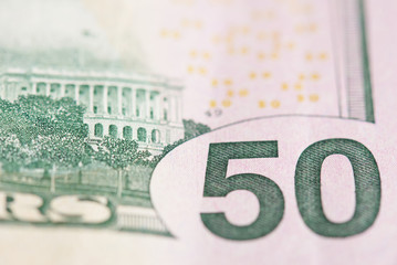 Close up of 50 dollar banknote