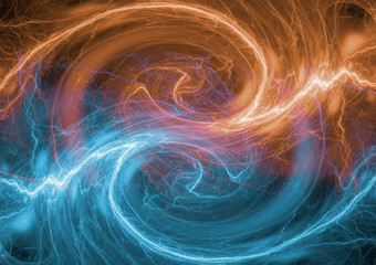 Fire and ice swirling plasma, abstract electrical background