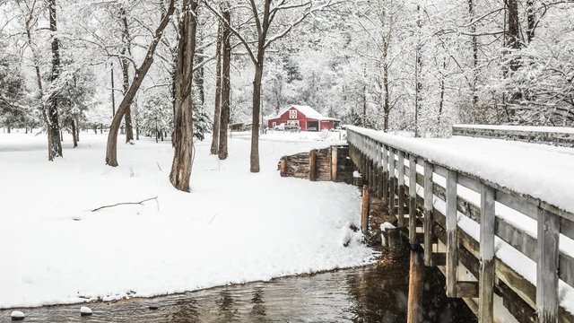 Snowfall In Winter Scene Of The Blue Ridge Mountains Asheville North Carolina