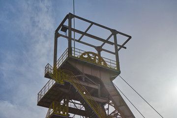 Fototapeta na wymiar Detail Of An Iron Mine Tower Ferris Wheel Aumetz France