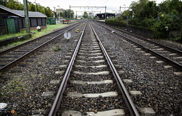 Fototapeta na wymiar Train tracks in a station