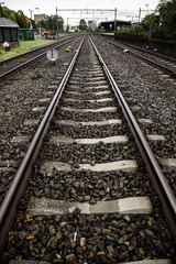 Fototapeta na wymiar Train tracks in a station