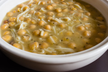 Chickpea soup, typical italian food. Day of the Dead and  Day of All Saints traditional food.  Mediterranean diet.