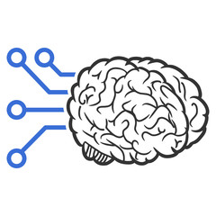 Vector brain computer interface illustration. An isolated illustration on a white background.