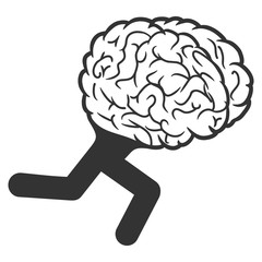 Vector running brain illustration. An isolated illustration on a white background.