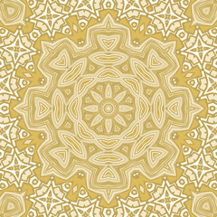 Seamless round snowflake mandala pattern