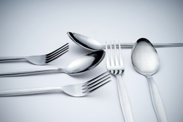 Creative arrangement of kitchen silverware