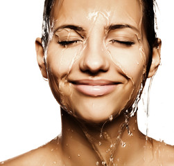 woman face with water drop