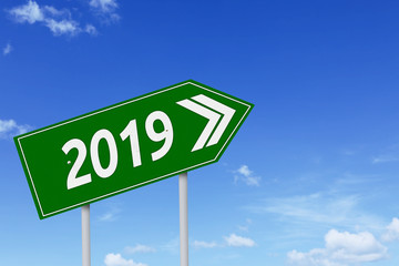 Signboard with numbers 2019