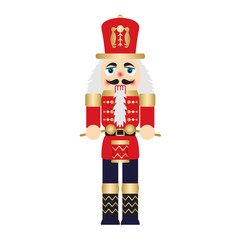 Fototapeta premium Vector illustration christmas nutcracker toy soldier traditional figurine isolated on white background