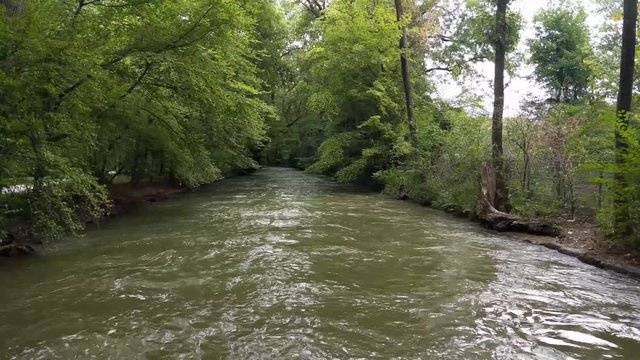 A flowing river in Monopteros im Englischen Garten, Munich
